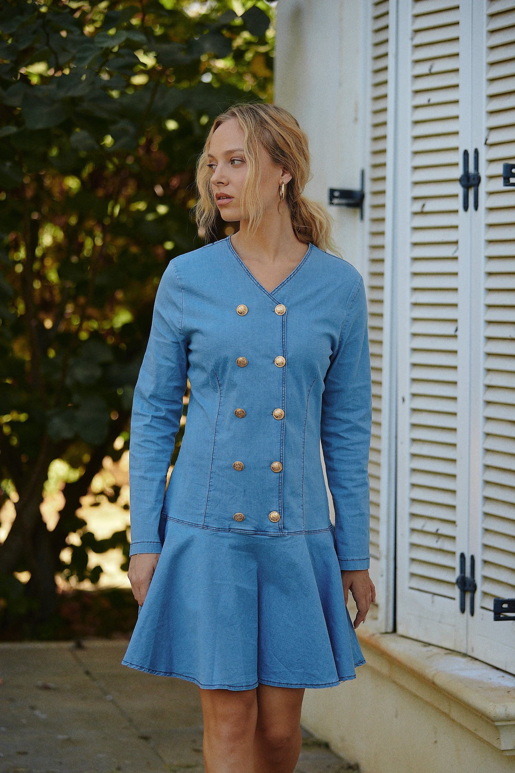 juliette dress gold buttons