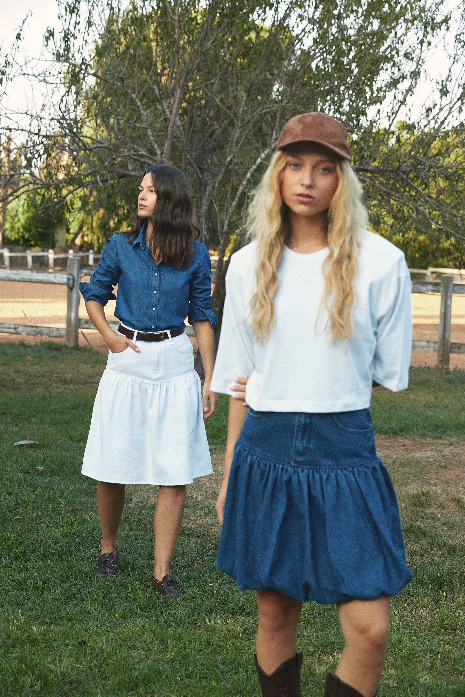 balloon denim skirt